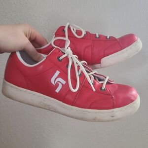 Vintage Kaepa Red Leather Tennis Shoes Sneakers Size 8.5